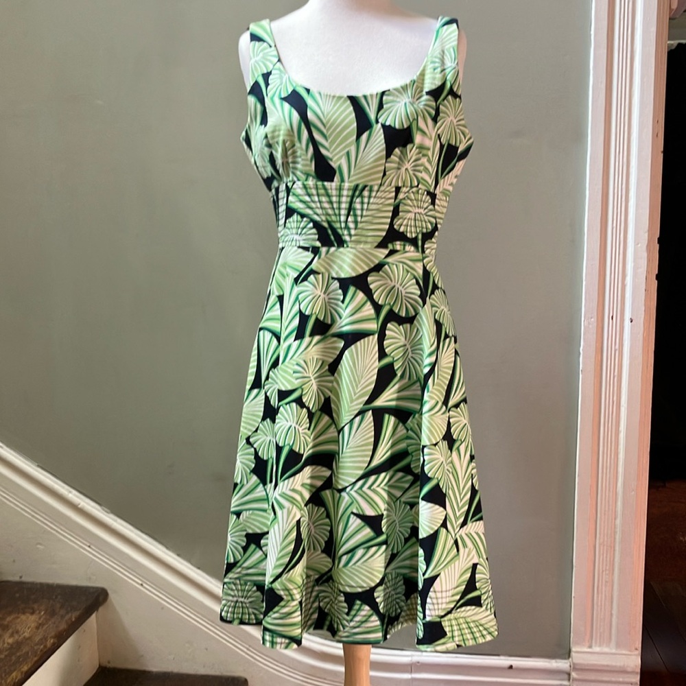 Maggy London Green and White Sleeveless Sundress